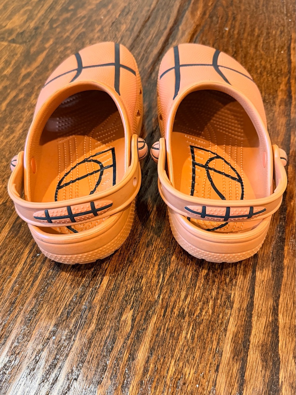 CROCS Kids Orange Basketball-Print Clogs with Heel Strap - Picture 3 of 4